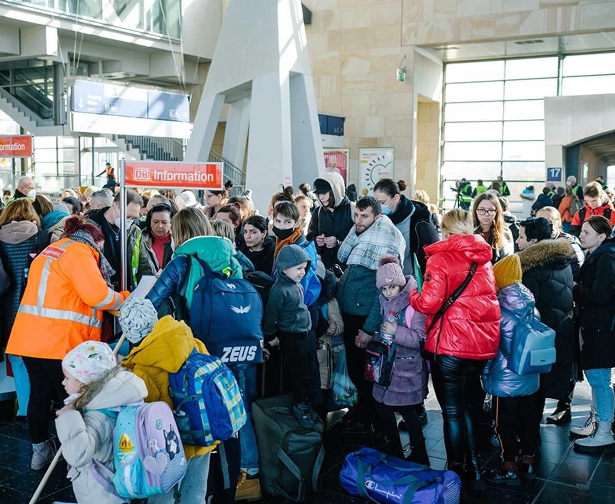 Ukrainische Flüchtlinge bei der Ankunft in Deutschland, Picture-Alliance/dpa | Ole Spata