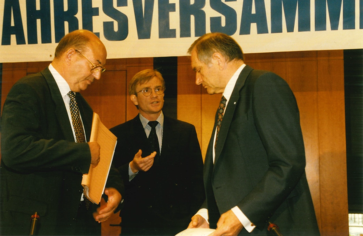 Karl Heinrich Oppenländer, Meinhard Knoche, and Alfred Bayer at the ifo annual meeting 1997