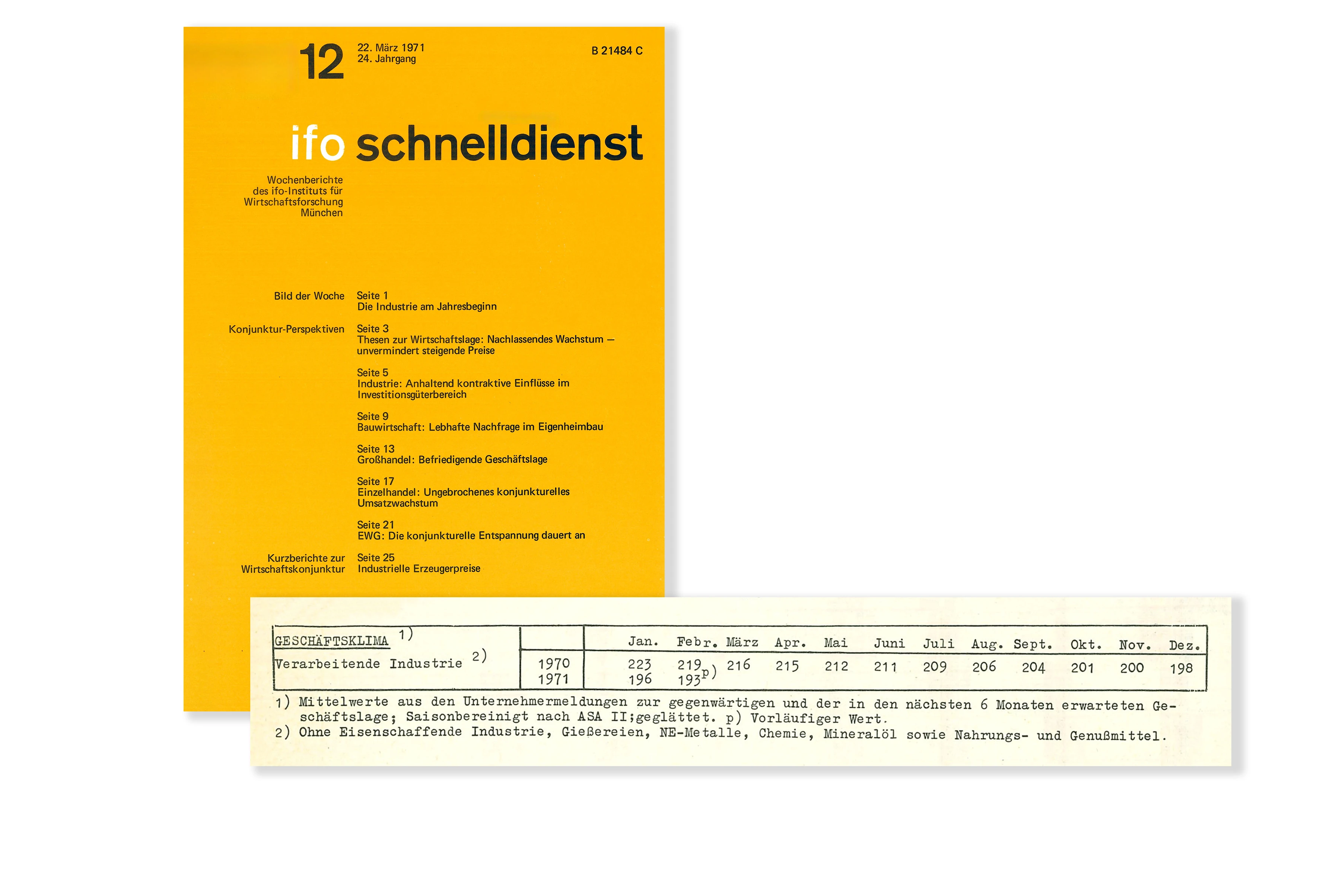 Tabellenausschnitt aus dem ifo Schnelldienst