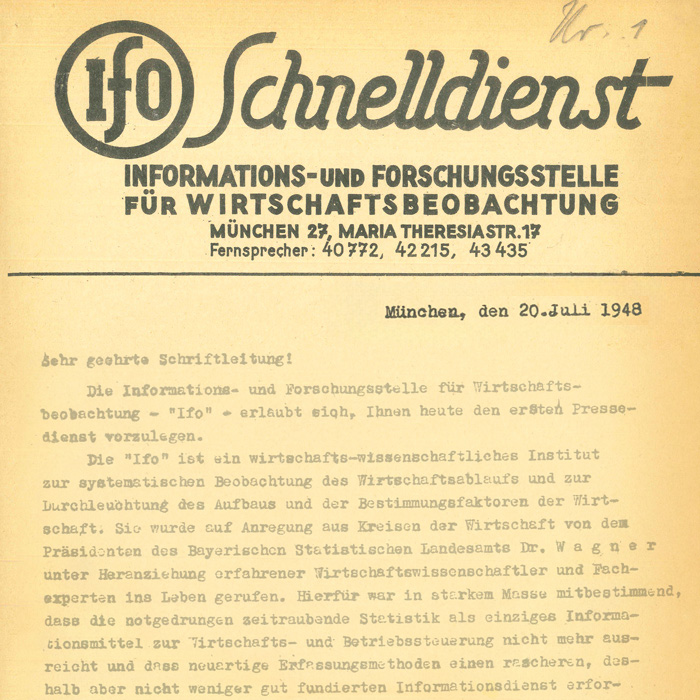 ifo Schnelldienst Cover 1948